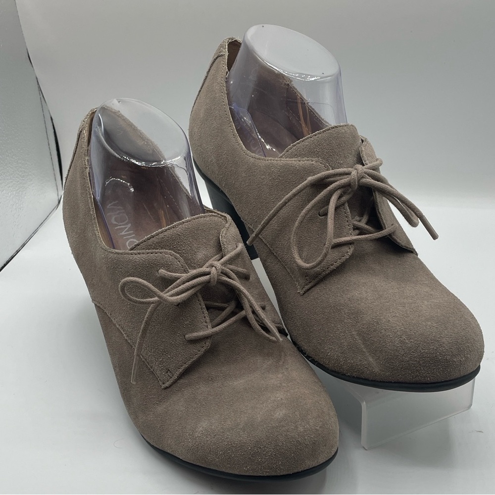 Vionic Lace-Up Ankle Booties in Taupe